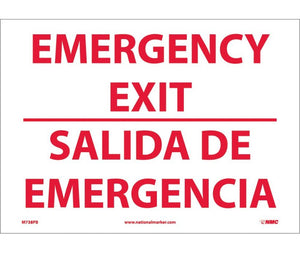 EMERGENCY EXIT, BILINGUAL, 10X14, .040 ALUM