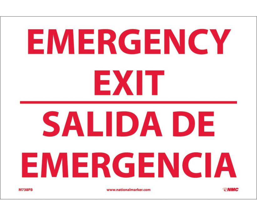 EMERGENCY EXIT, BILINGUAL, 10X14, .040 ALUM