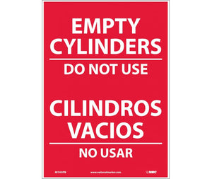 EMPTY CYLINDERS DO NOT USE, BILINGUAL, 14X10, RIGID PLASTIC