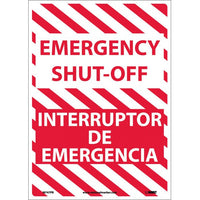 EMERGENCY SHUT-OFF, BILINGUAL, 14X10, RIGID PLASTIC