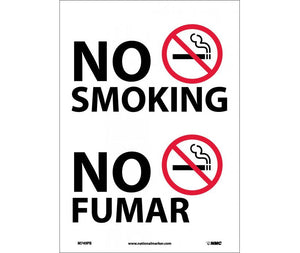 NO SMOKING (GRAPHIC), BILINGUAL, 14X10, .040 ALUM