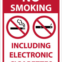 NO SMOKING, INCLUDING ELECTRONIC CIGARETTES, 14X10, ALUMINUM .040