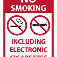 NO SMOKING, INCLUDING ELECTRONIC CIGARETTES, 10X7, PRESSURE SENSITIVE VINYL