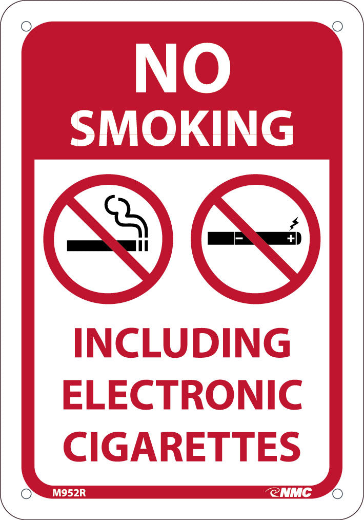 NO SMOKING, INCLUDING ELECTRONIC CIGARETTES, 10X7, RIGID PLASTIC