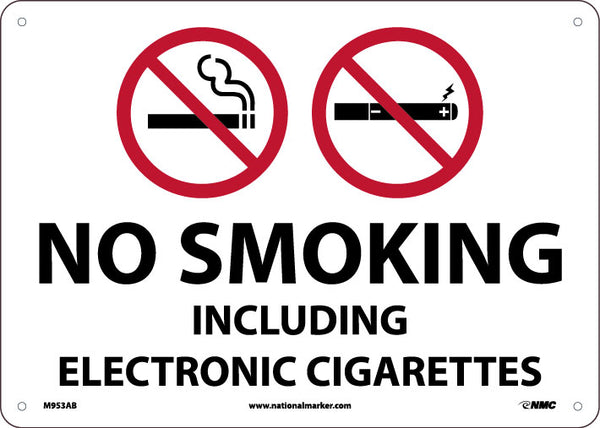 NO SMOKING INCLUDING ELECTRONIC CIGARETTES, 10X14, .040 ALUMINUM