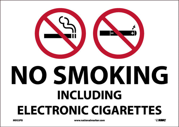NO SMOKING INCLUDING ELECTRONIC CIGARETTES, 10X14, PRESSURE SENSITIVE VINYL