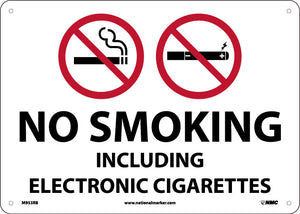 NO SMOKING INCLUDING ELECTRONIC CIGARETTES, 10X14, .050 RIGID PLASTIC