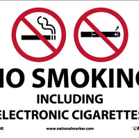 NO SMOKING INCLUDING ELECTRONIC CIGARETTES, 7X10, .050 RIGID PLASTIC