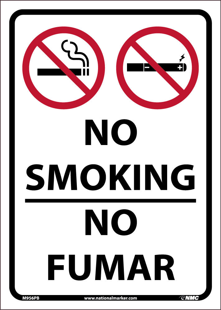 NO SMOKING, NO FUMAR SIGN, 14X10, PRESSURE SENSITIVE VINYL