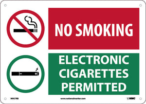 NO SMOKING, GRAPHIC SLASH, ELECTRONIC CIGARETTES PERMITTED, GRAPHIC SLASH 10X14,  RIDIG PLASTIC
