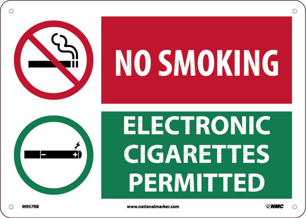 NO SMOKING, GRAPHIC SLASH, ELECTRONIC CIGARETTES PERMITTED, GRAPHIC SLASH 10X14,  RIDIG PLASTIC