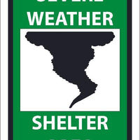 SEVERE WEATHER(GRAPHIC) SHELTER AREA, 10X7, RIGID PLASTIC SIGN