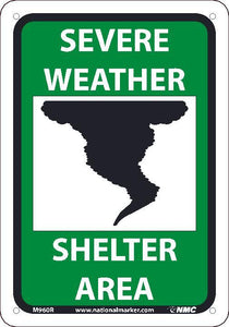 SEVERE WEATHER(GRAPHIC) SHELTER AREA, 10X7, RIGID PLASTIC SIGN