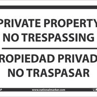 SIGN, BILINGUAL, 7 X 10 PRESSURE SENSITIVE VINYL .0045, PRIVATE PROPERTY NO TRESPASSING