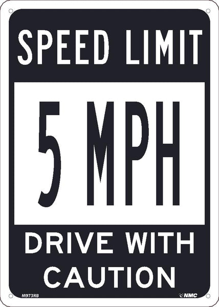 SPEED LIMIT 5 MPH SIGN, 14 X 10, RIGID PLASTIC