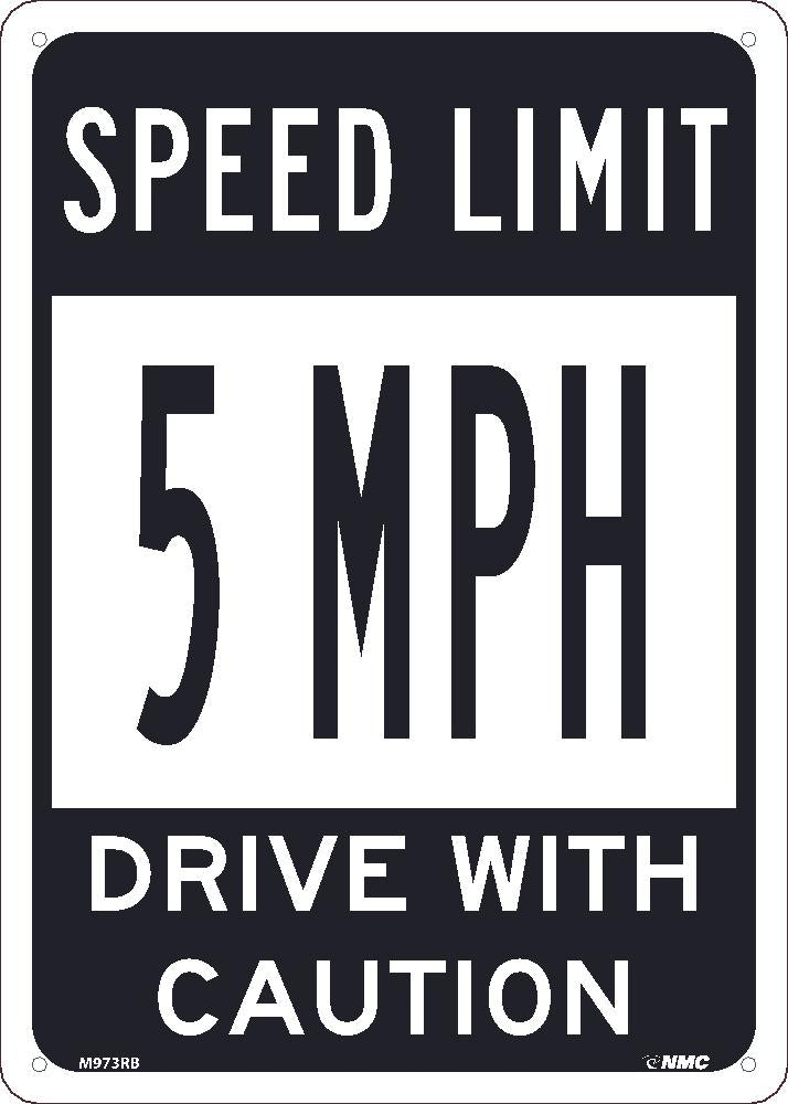 SPEED LIMIT 5 MPH SIGN, 14 X 10, RIGID PLASTIC