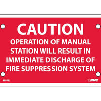 CAUTION OPERATION OF MANUAL STATION WILL RESULT IN. . .,3X5, RIGID PLASTIC