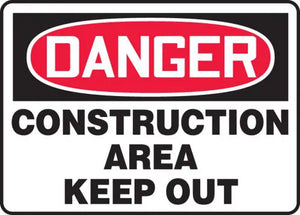 Safety Sign, DANGER CONSTRUCTION AREA KEEP OUT, 10" x 14", Aluminum