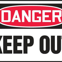 Safety Sign, DANGER KEEP OUT, 10" x 14", Plastic