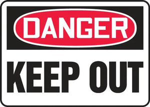 Safety Sign, DANGER KEEP OUT, 10" x 14", Plastic