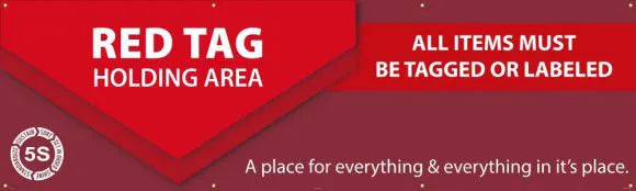 Red Tag Holding Area Banner 3'x10' 10oz. Vinyl | MBR097