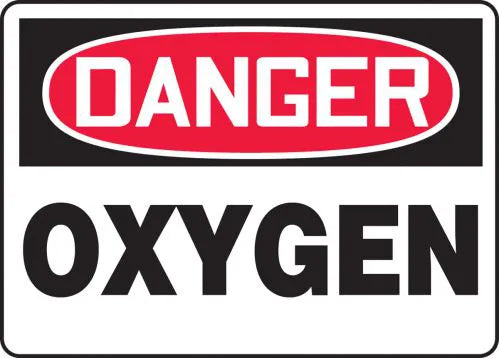 Safety Sign, DANGER OXYGEN, 7