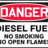 Accuform MCHL270VS Adhesive Vinyl Safety Sign, Legend"Danger Diesel Fuel NO Smoking NO Open Flames", 10" Length x 14" Width x 0.004" Thickness, Red/Black on White