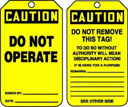 Safety Tag, CAUTION DO NOT OPERATE, 5.75