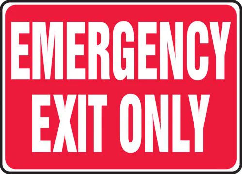 Emegency Exit Only Sign White On Red White 7