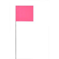 MARKING FLAGS, PINK GLO, 4"X5", 21" WIRE STAFF, 1000/CS