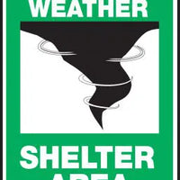 Severe Weather Shelter Area Sign 10"x14" Plastic | MFEX524VP
