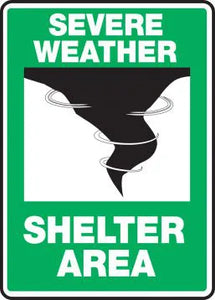 Severe Weather Shelter Area Sign 10"x7" Plastic | MFEX524VP