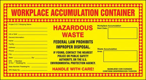 Workplace Acculation Container Labels 6"x11" Vinyl 25/PK | MHZW22EVP