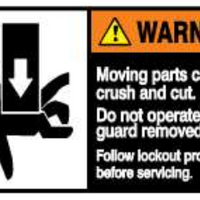 ANSI Z535 Warning Moving Parts Can Crush and Cut Labels | ML-14