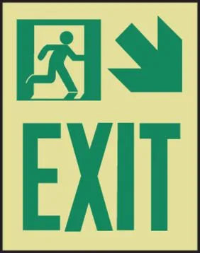 Glow-In-The-Dark Safety Sign: Exit (Right Arrow) | MLNY523