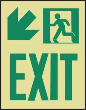 Glow-In-The-Dark Safety Sign: Exit (Left Arrow) | MLNY524