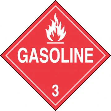Gasoline USDOT Placard 10.75