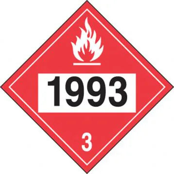 1993 Flammable Liquid USDOT Placard 10.75