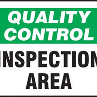 Accuform MQTL707VA Aluminum Sign, Legend"Quality Control Inspection Area", 10" Length x 14" Width, Green/Black on White