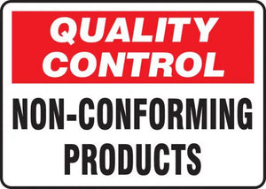 Accuform MQTL722VP Plastic Sign,"Quality Control Non-Conforming Products", 7" Length x 10" Width x 0.055" Thickness, Red/Black On White