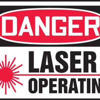Safety Sign, DANGER LASER OPERATING (Graphic), 10" x 14", Plastic