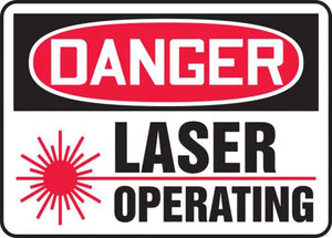 Safety Sign, DANGER LASER OPERATING (Graphic), 10" x 14", Plastic