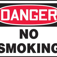 Safety Sign, DANGER NO SMOKING, 10" x 14", Plastic