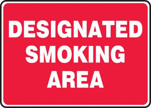 Safety Sign, DESIGNATED SMOKING AREA, 10" x 14", Aluminum