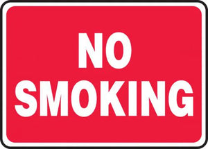 Safety Sign, NO SMOKING, 10" x 14", Plastic