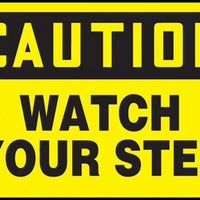Caution Watch Your Step Sign 7"x10" Adhesive Vinyl | MSTF645VS