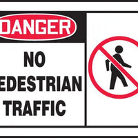 Accuform MVHR006VP Plastic Safety Sign,"Danger NO Pedestrian Traffic" with Graphic, 10" Length x 14" Width x 0.055" Thickness, Red/Black on White