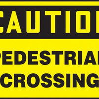 Safety Sign, CAUTION PEDESTRIAN CROSSING, 10" x 14", Plastic