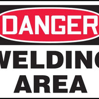 Safety Sign, DANGER WELDING AREA, 7" x 10", Plastic