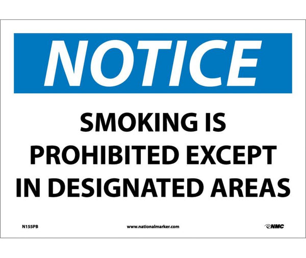 NOTICE, SMOKING IS PROHIBITED EXCEPT IN DESIGNATED.., 10X14, PS VINYL
